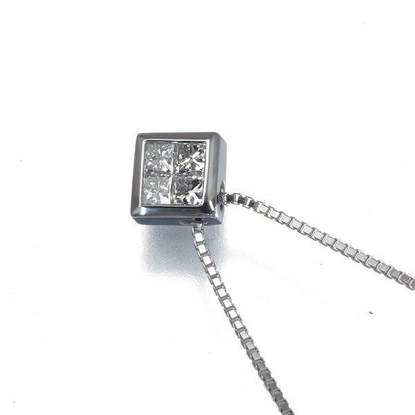 Auth VENDOME Necklace Diamond 0.20ct Square 950 850 Platinum