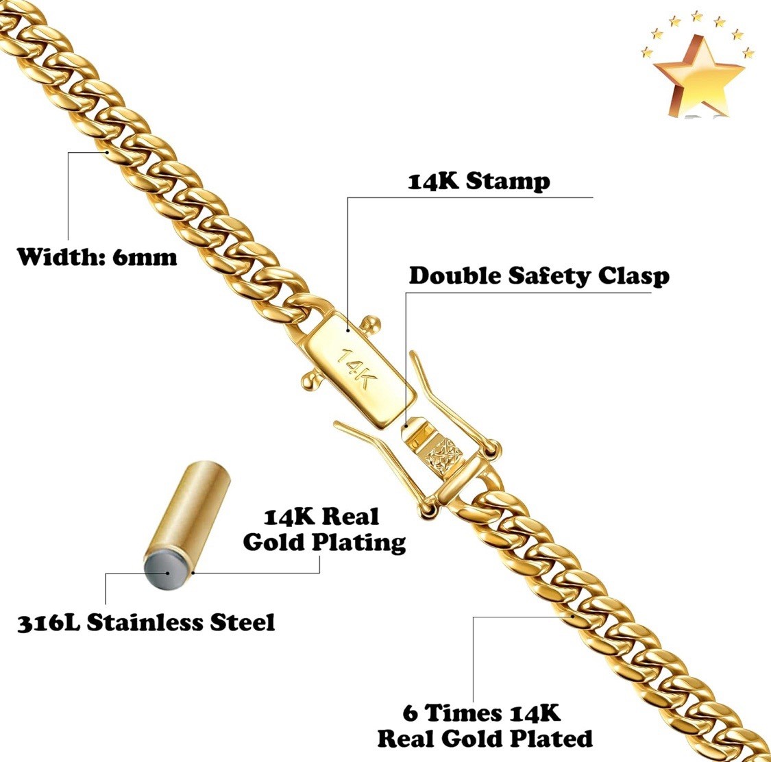 14K GP Cuban Link Chain