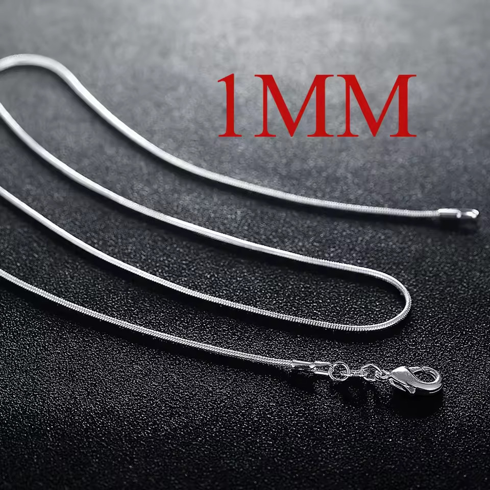 Men&Women’s 925 Sterling Silver Tarnish-Free Italian Snake Chain Necklace 16-24*