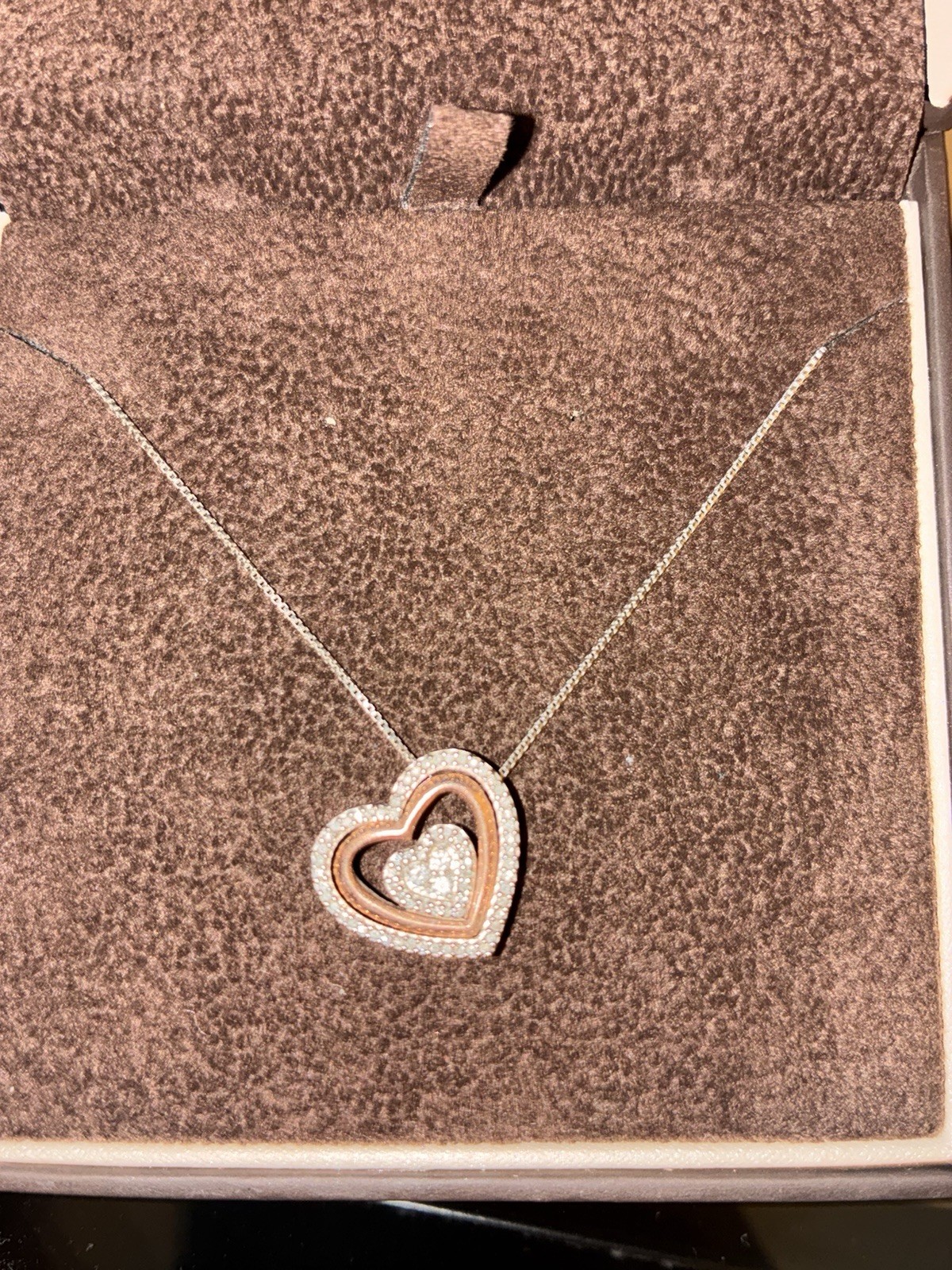 Jared Jewelers Two Tone Diamond Heart Necklace