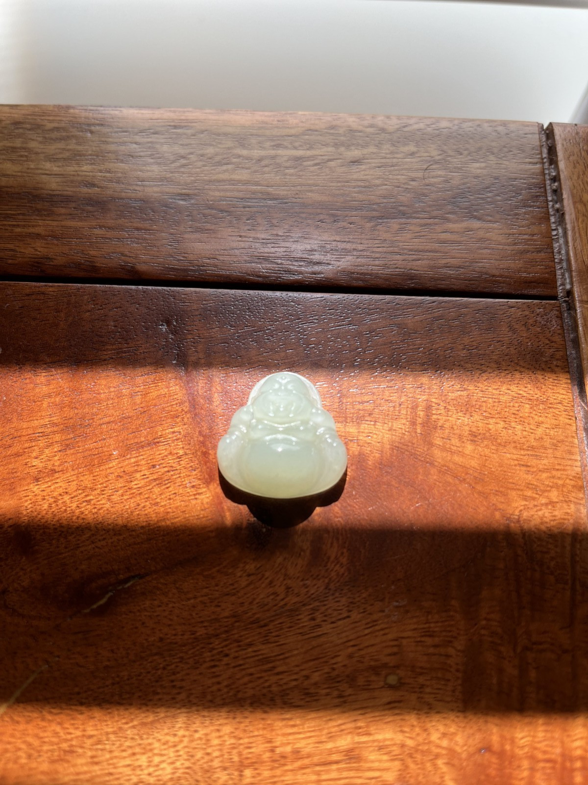 Yellow Green Craved Natural Nephrite Jade Budda Necklace 晴水厚装福公certificate