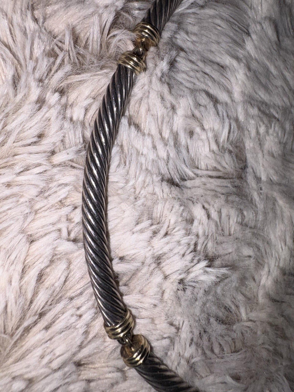David Yurman Silver 14k Gold 7mm Station Cable Choker Necklace 15.5″ 92.7gr