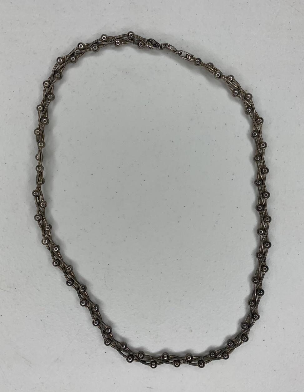 Used Sterling Silver Beaded Necklace, Marked “BS Italy”, 18” Long – 23.8 grams
