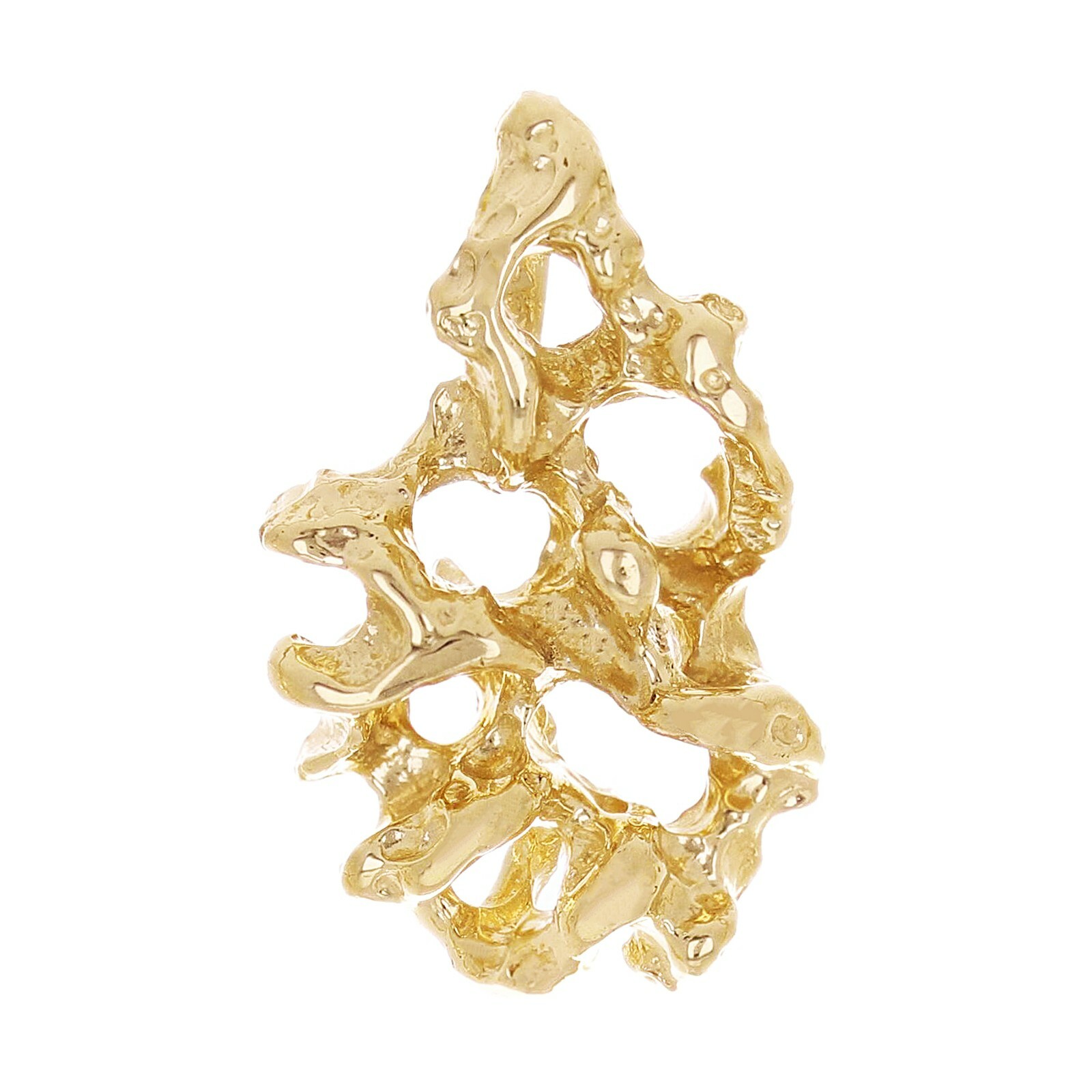 10k Yellow Gold Solid Free Form Nugget Charm Pendant 21.5×12.9mm 3.4 grams