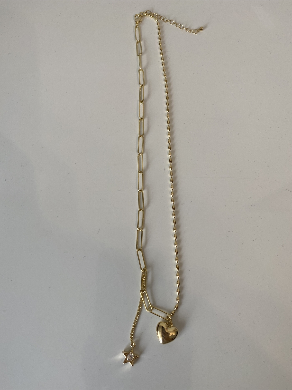 Rare paperclip/beaded Gold plated necklace.. B-Day gift. Fun Fashion Jewelry
