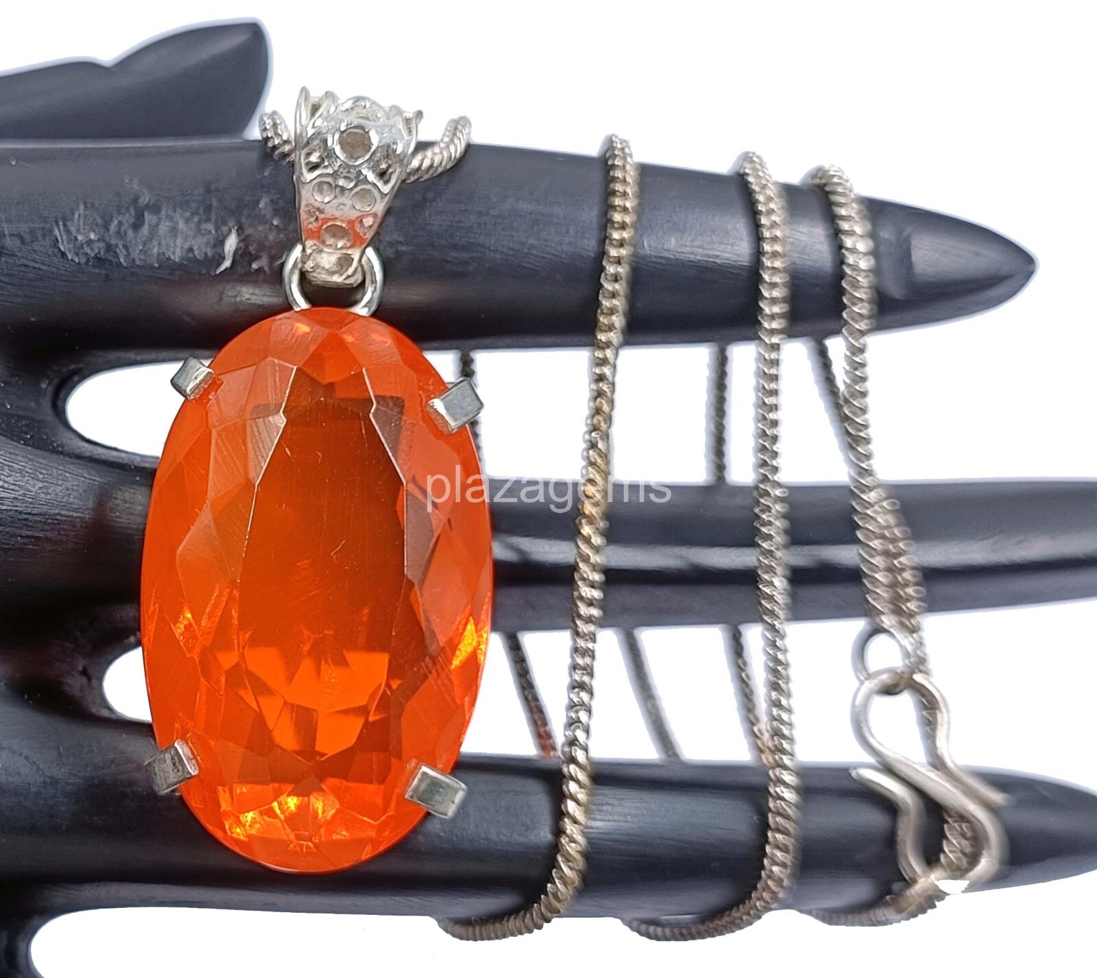 EGL Certified 76 Ct Natural Orange Sapphire 925 Silver Pendant Loose Gems 5OSI