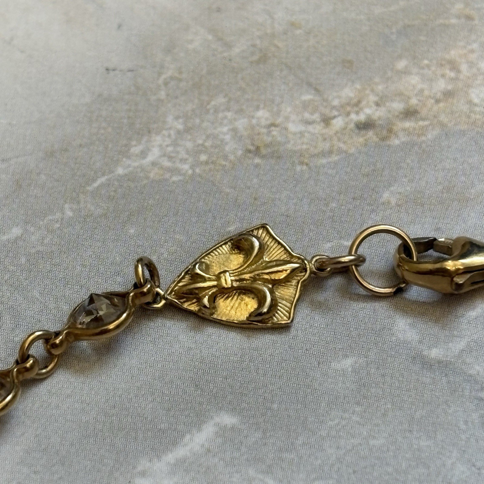 Tigerlily 925 Gold Plated Crystal Bezel Station Necklace Sterling Silver 14 Inch