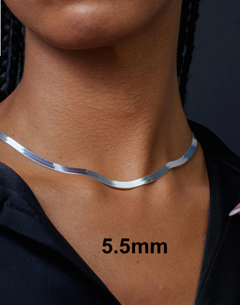 Italian Solid Sterling Silver Herringbone Chain Necklace 925 Silver Chain UNISEX