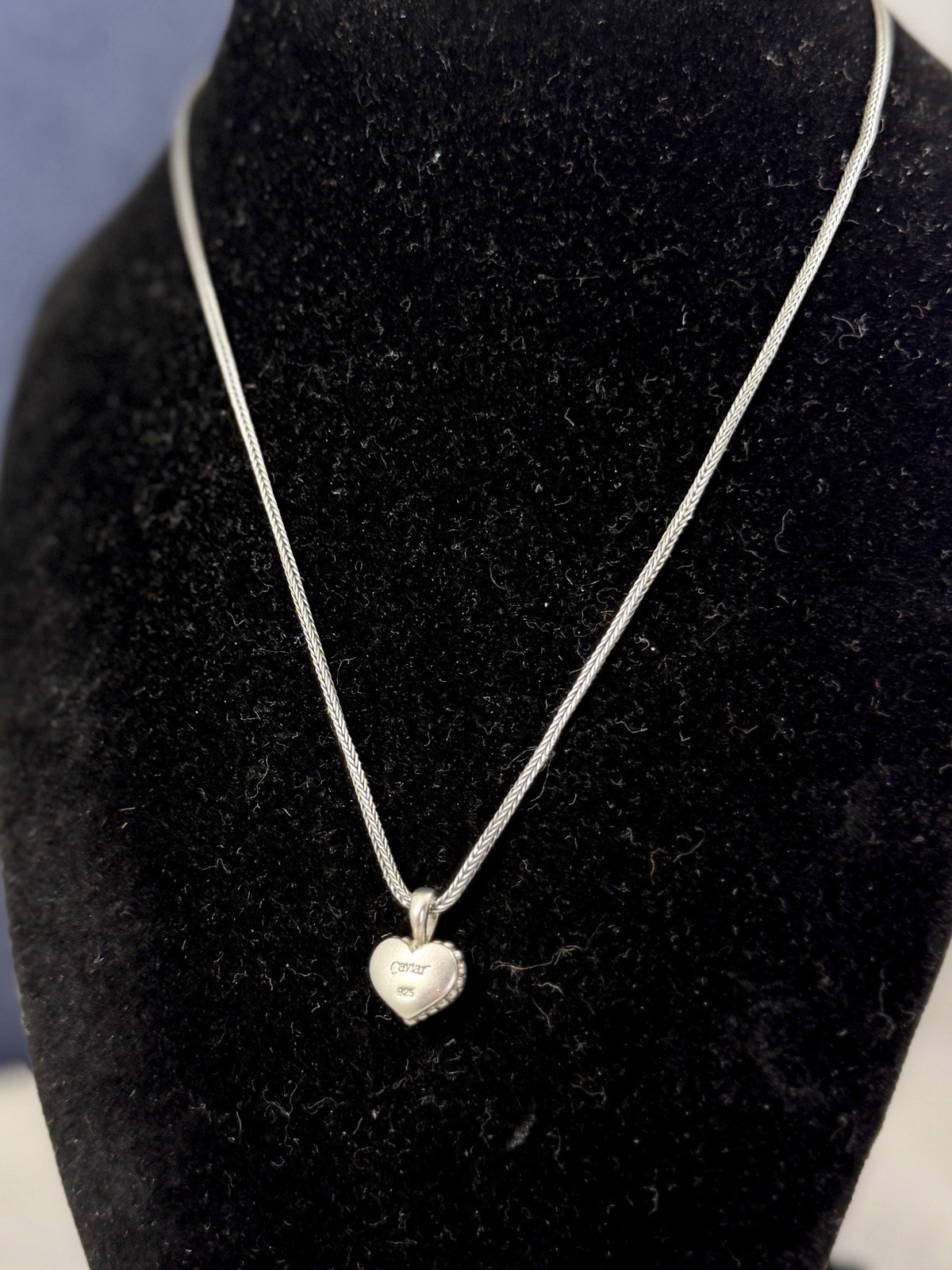 LAGOS CAVIAR Sterling Silver Beaded Edge 3-D Puffy Heart Pendant Necklace