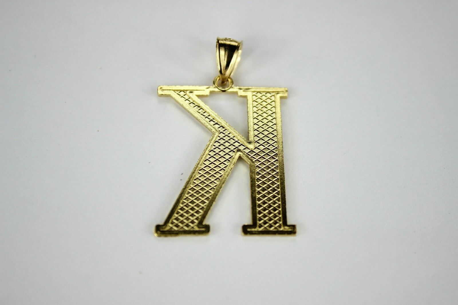 10K Yellow Gold Initial Pendant Charm Diamond Cut A ~ Z Alphabet 4 Sizes