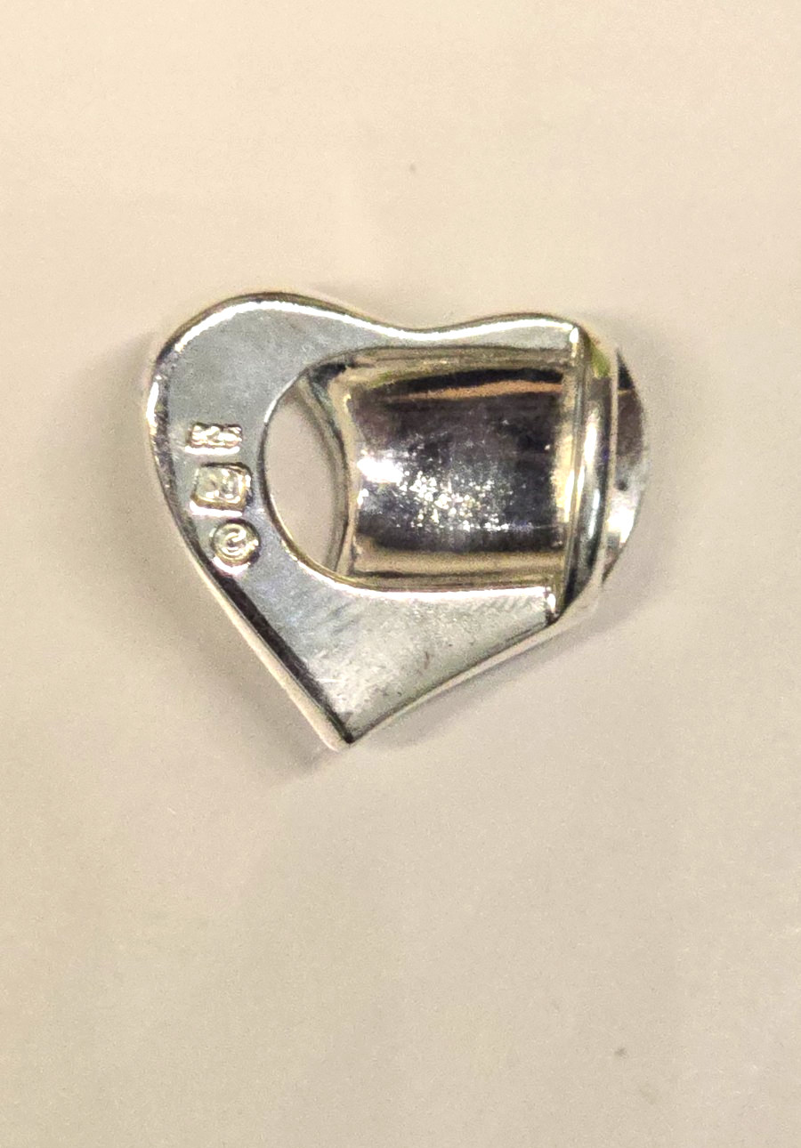 Solid Sterling Silver Heart Slide Pendant Thick & Sturdy 5.9g