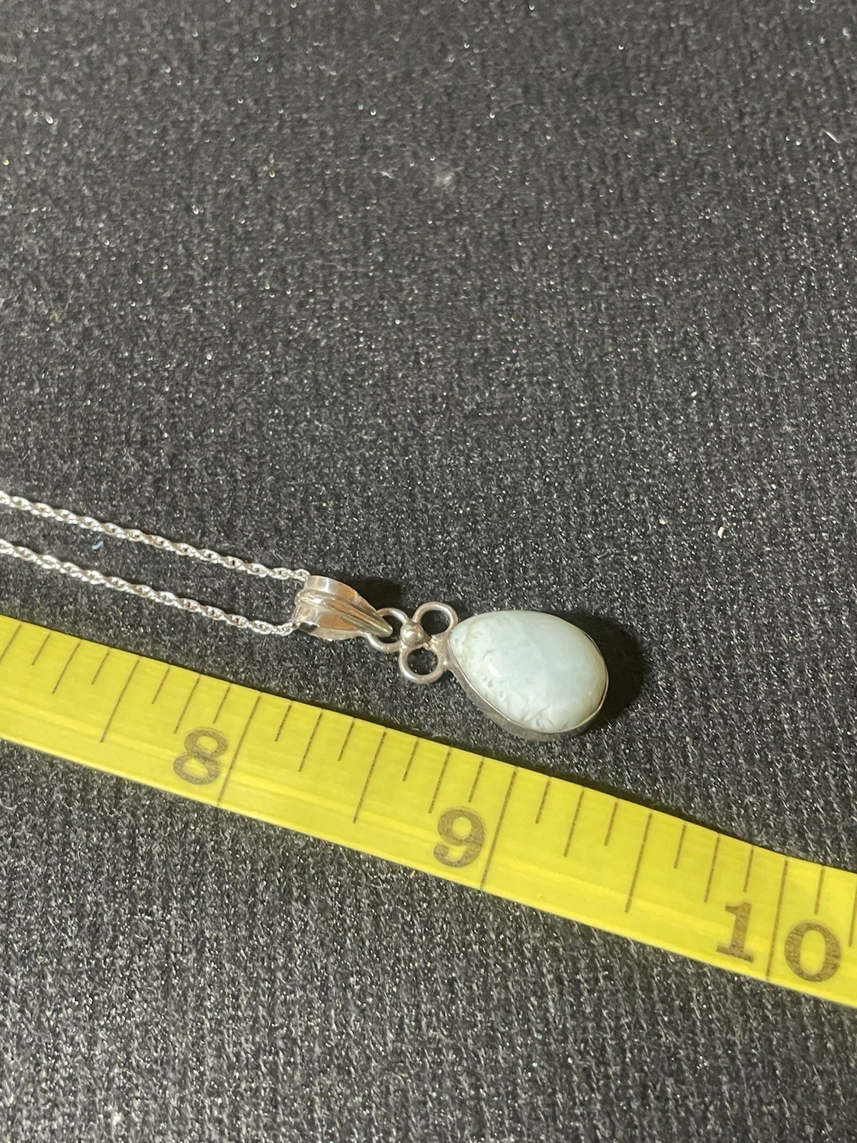 925 Sterling Silver Larimar Pendant On 16-17 Inch Chain