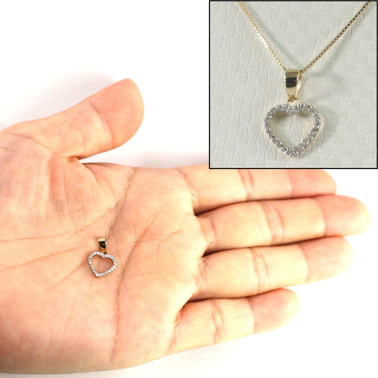 Beautiful & Love Heart 14kt Solid Yellow Gold Diamond Pendant Necklace