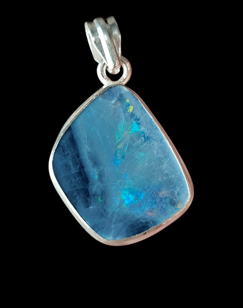 Australian Opal Doublet Pendant, October Birthstone, Blue and Pink Opal
