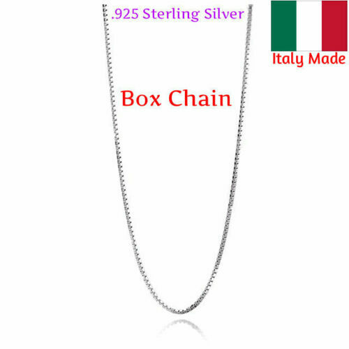 Solid 925 Sterling Silver 1mm Italian Box Chain Necklace 16″-30″ For Men & Women