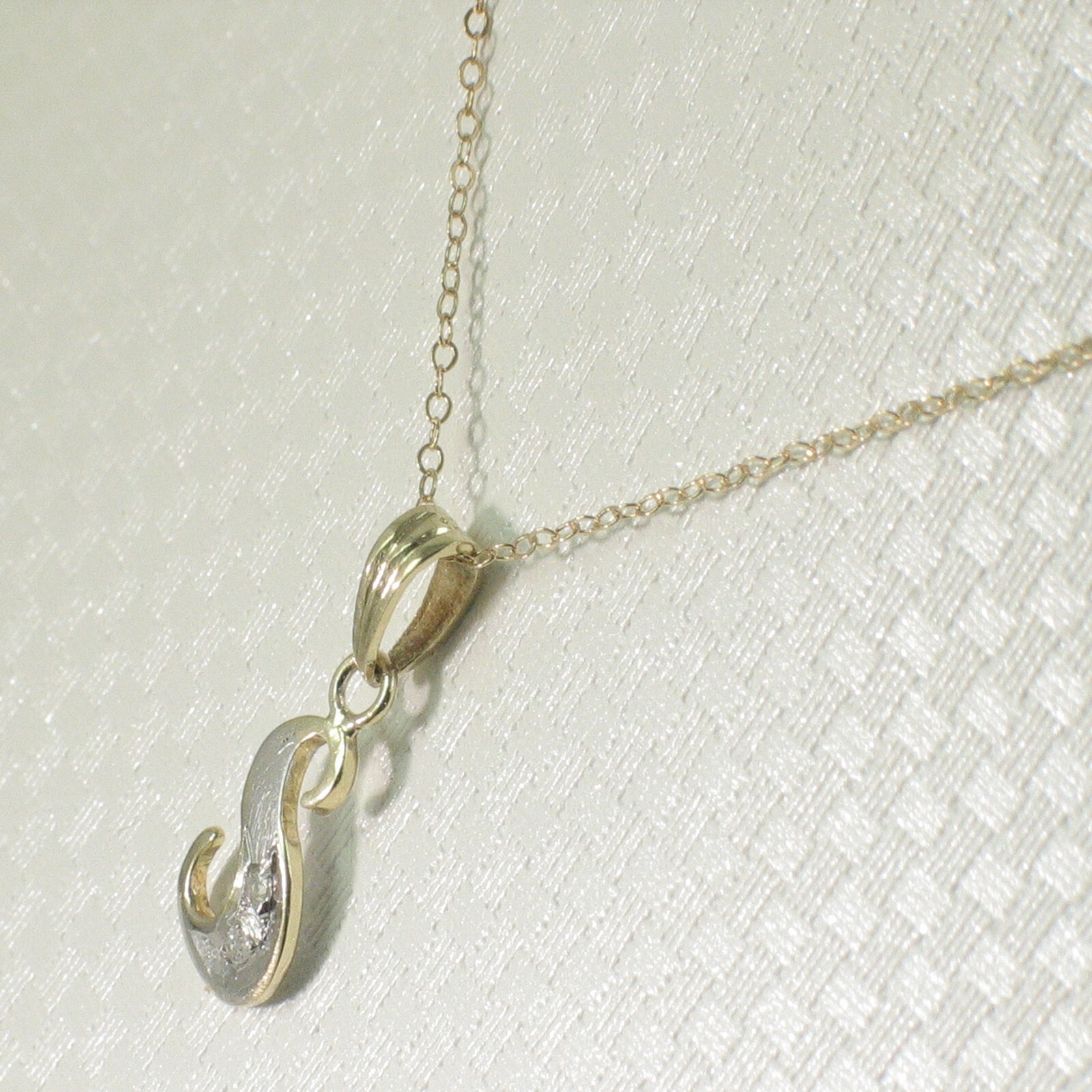 14k Yellow Gold Diamond Letter S Initial with Bail Pendant