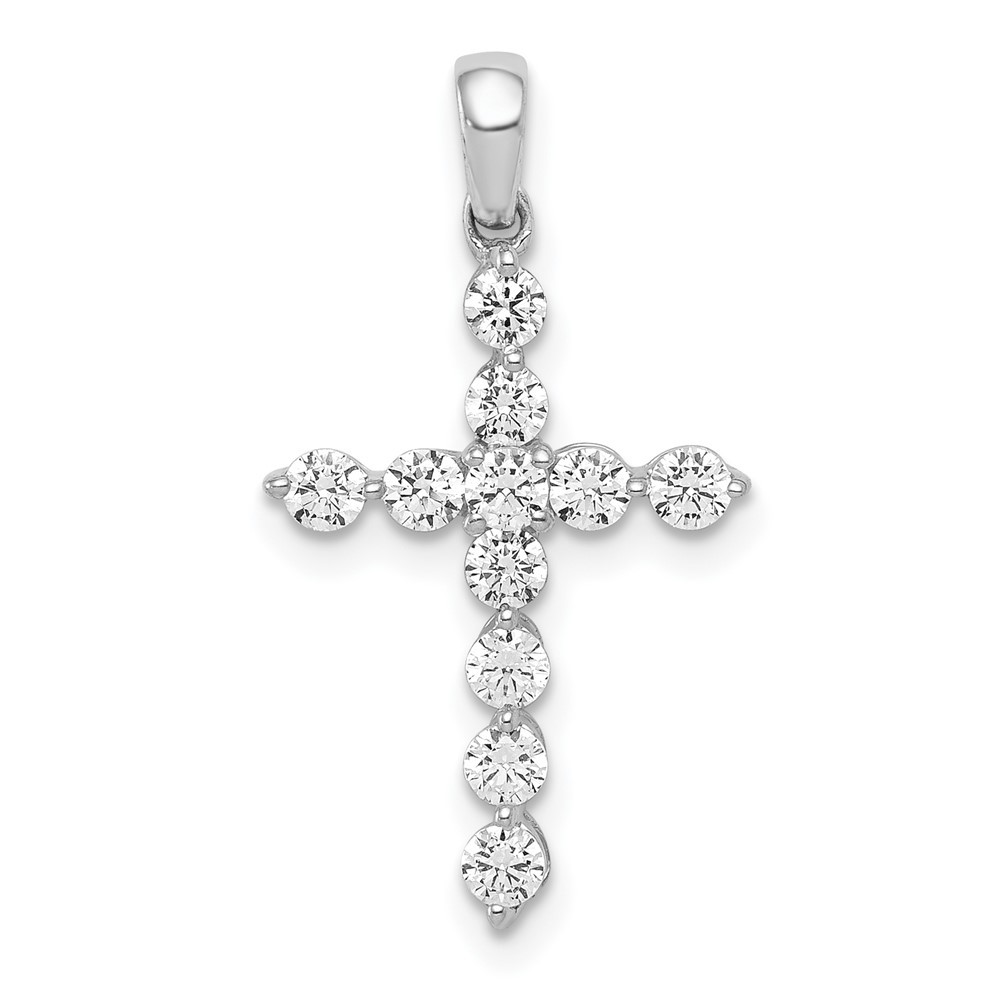 14k White Gold 1/2 Ct Round Cut Lab Grown Diamond VS/SI+ G+ Cross Charm Pendant