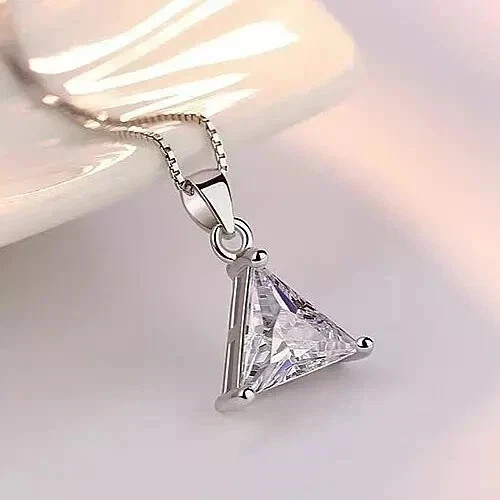 2Ct Trillion Cut Lab-Created Diamond Wedding Gift 14K White Gold Finish Pendant
