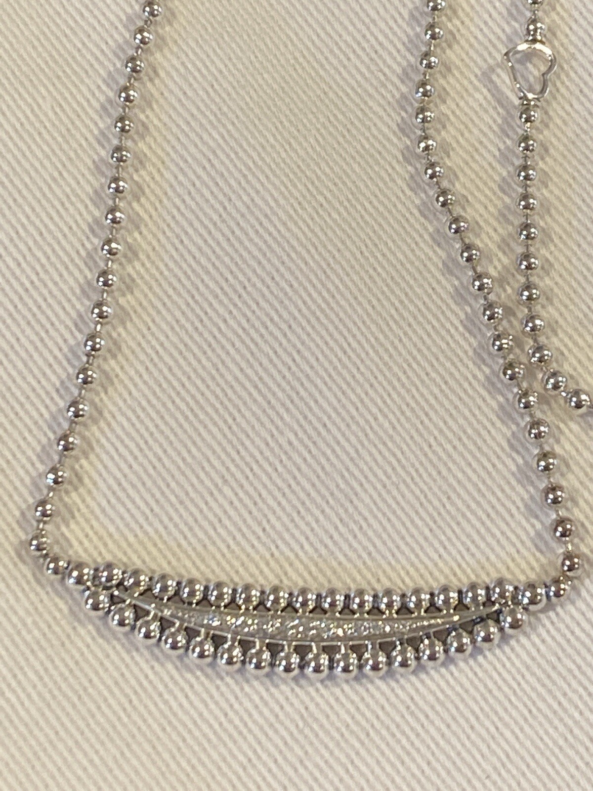 LAGOS Spark Diamond Caviar Crescent Moon Sterling Silver Necklace 16″-18″ NEW