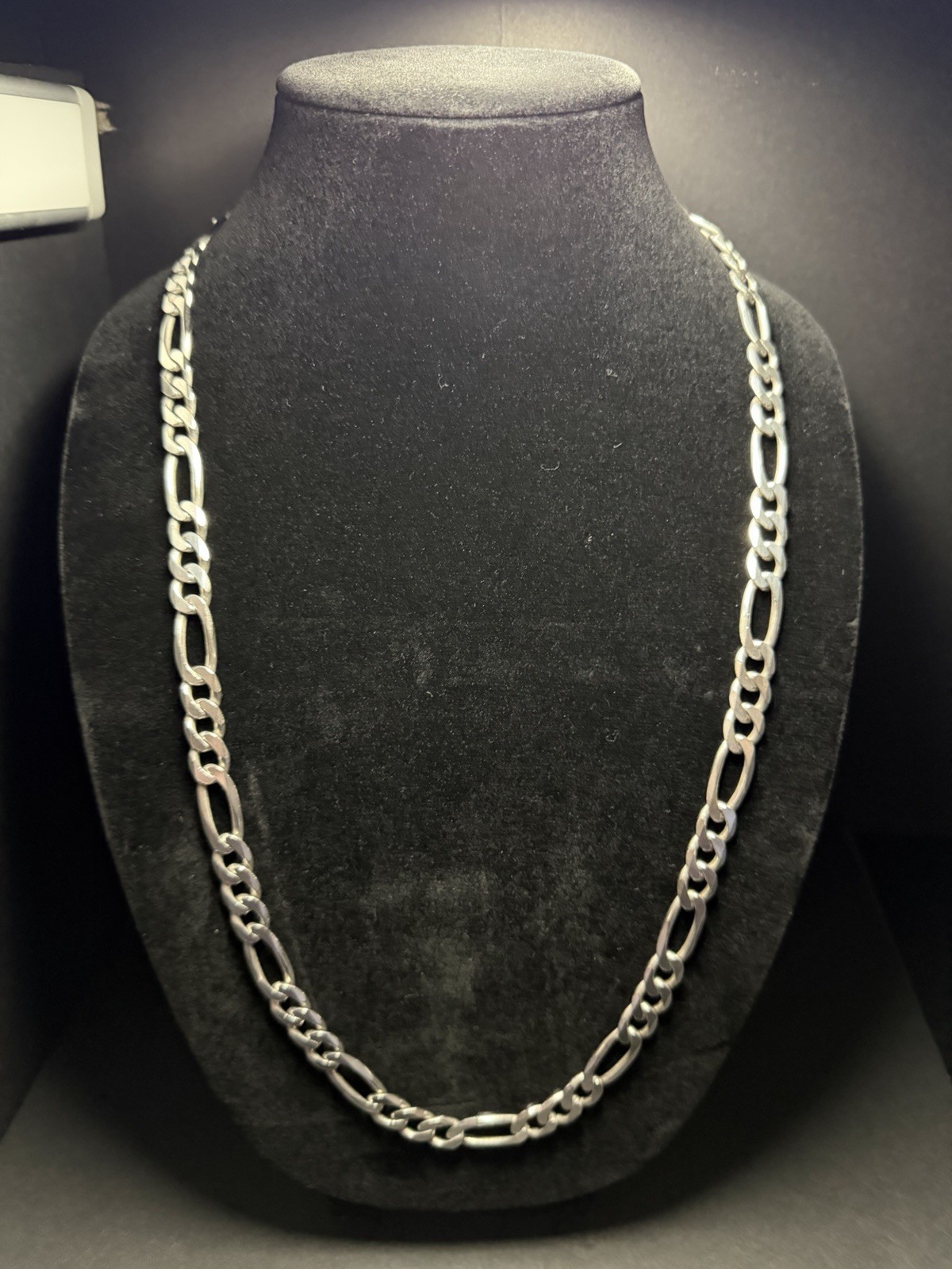 Heavy 84g Italy 925 Sterling Silver Figaro Chain Necklace 30” Diamond Cut Men’s
