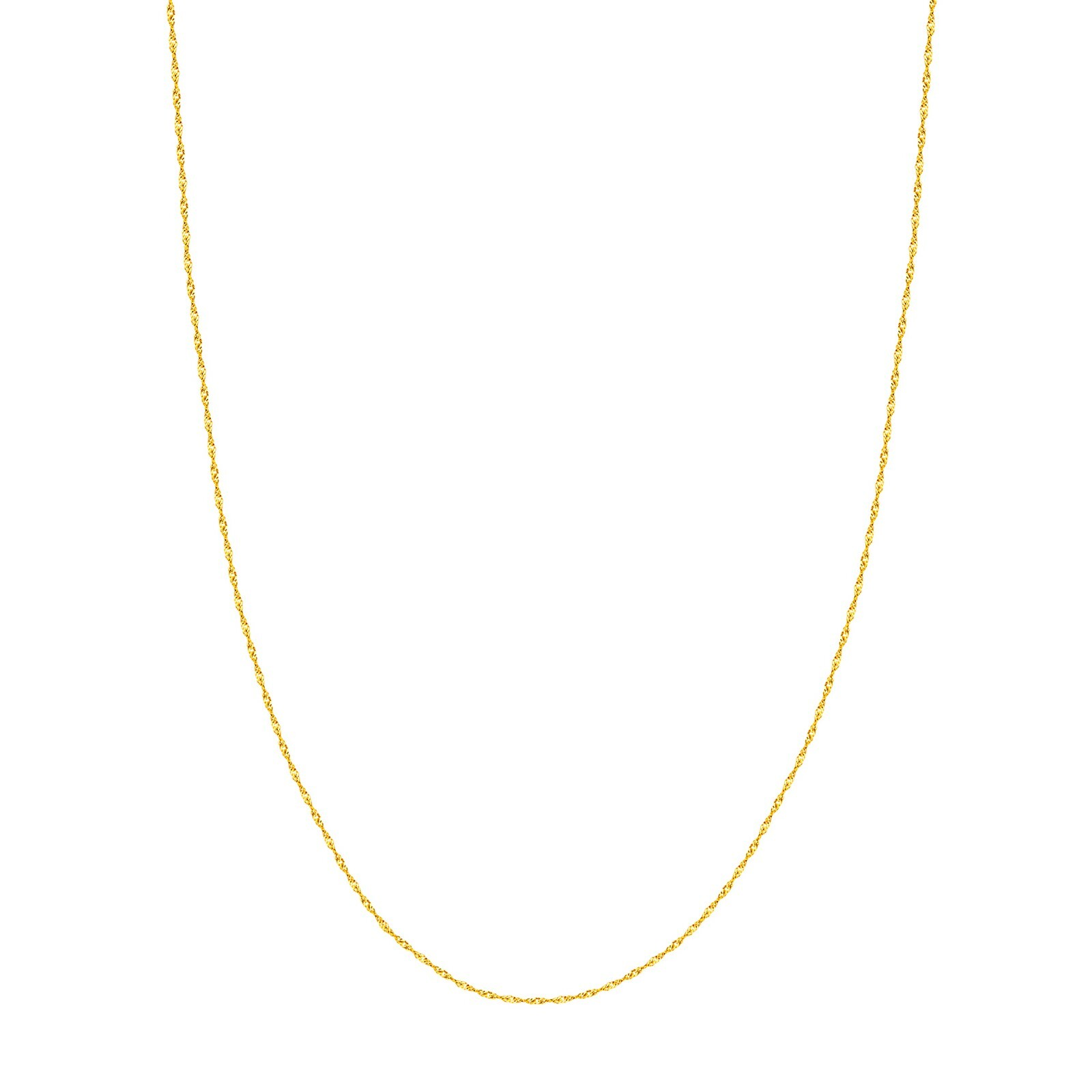 1mm Singapore Twisted Sparkle Chain Necklace Real 14K Yellow Gold