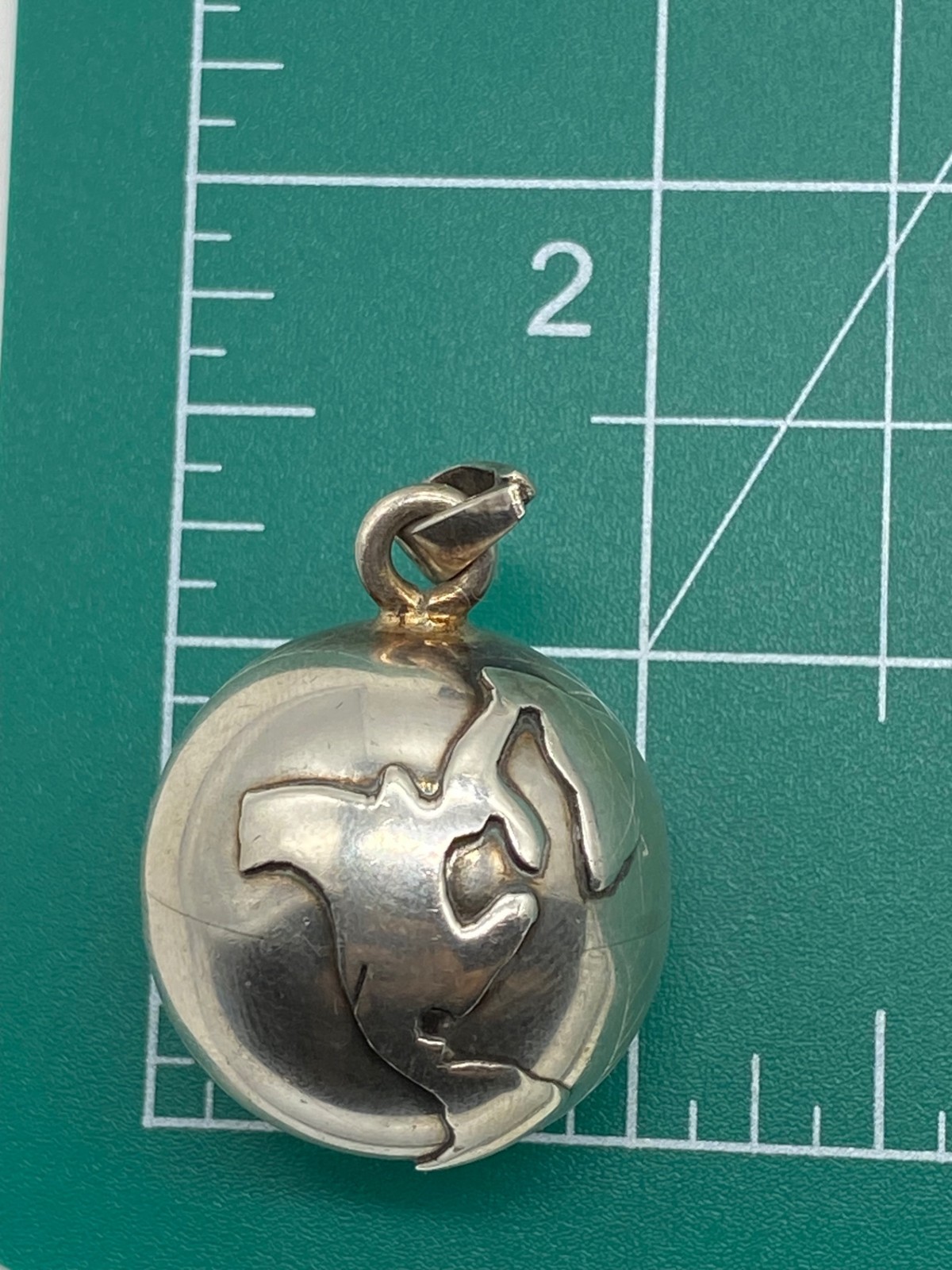 Vintage Sterling Silver Earth Globe Charm Pendant