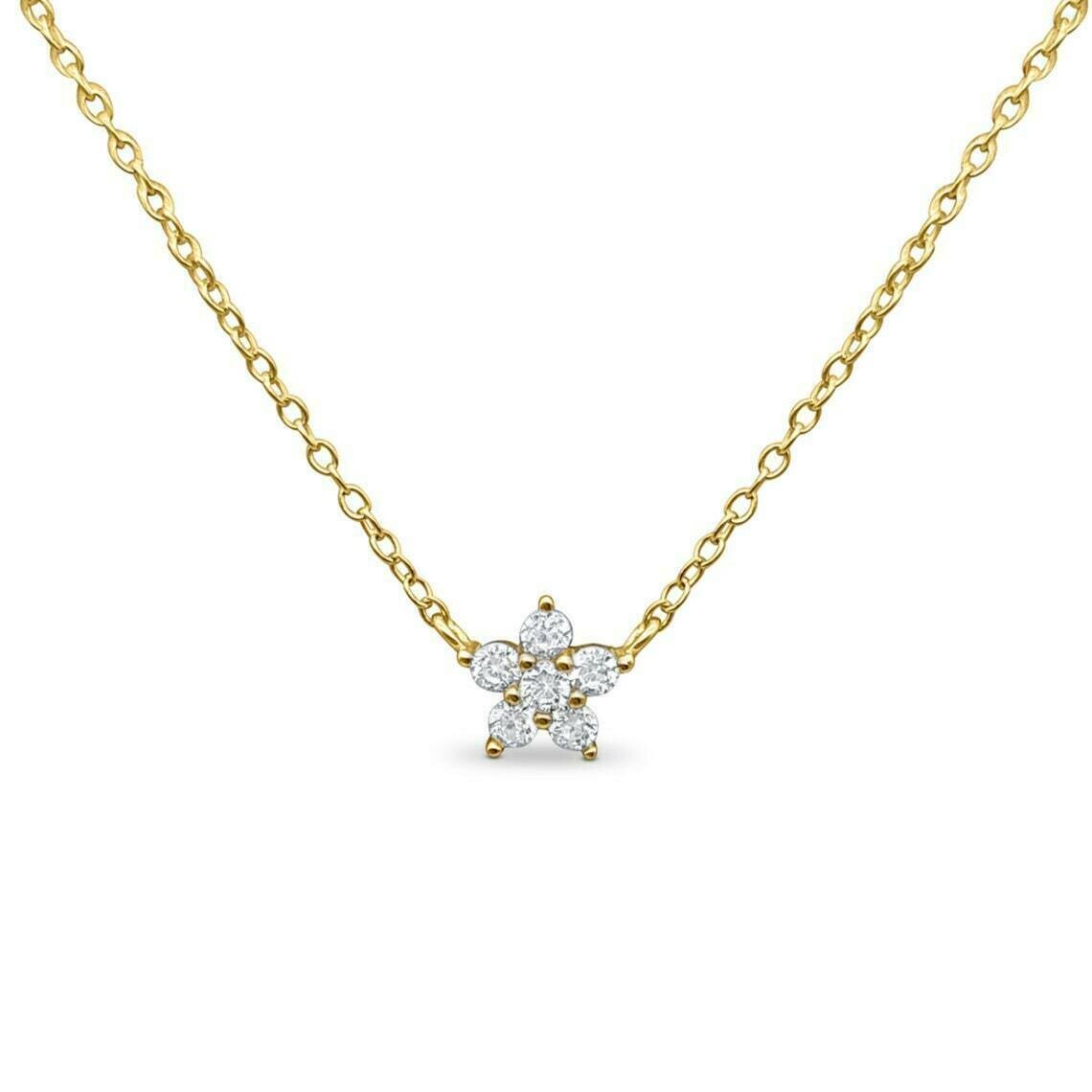 0.50Ct Round Lab Created Diamond Beautiful Flower Pendant 14K Yellow Gold Plated