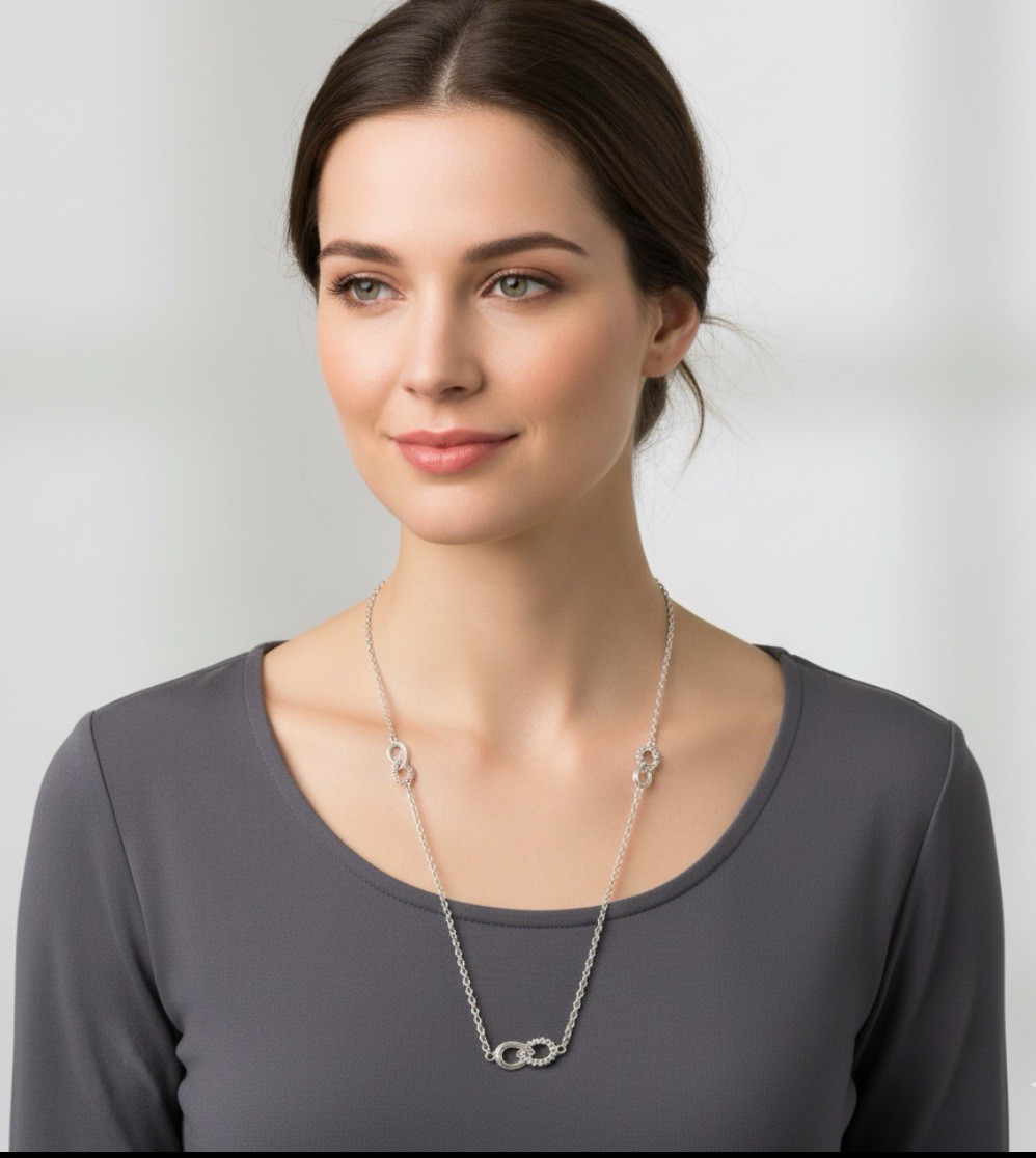 Lagos Signature Caviar Silver Fluted Station Necklace
