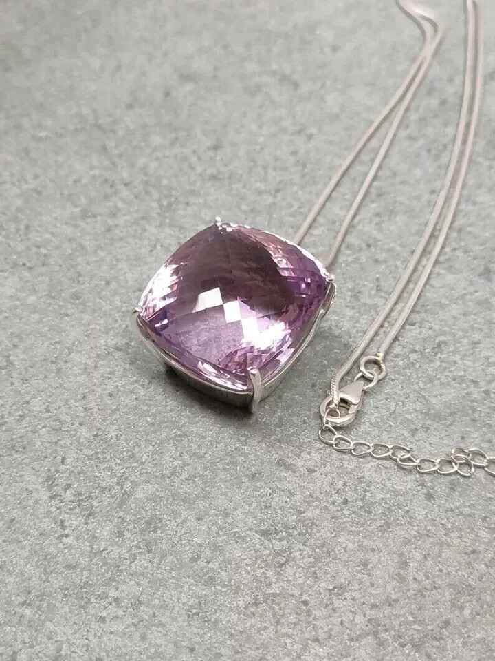 Staggering African Amethyst Gemstone 925 Sterling Silver Beautiful Pendant MK*