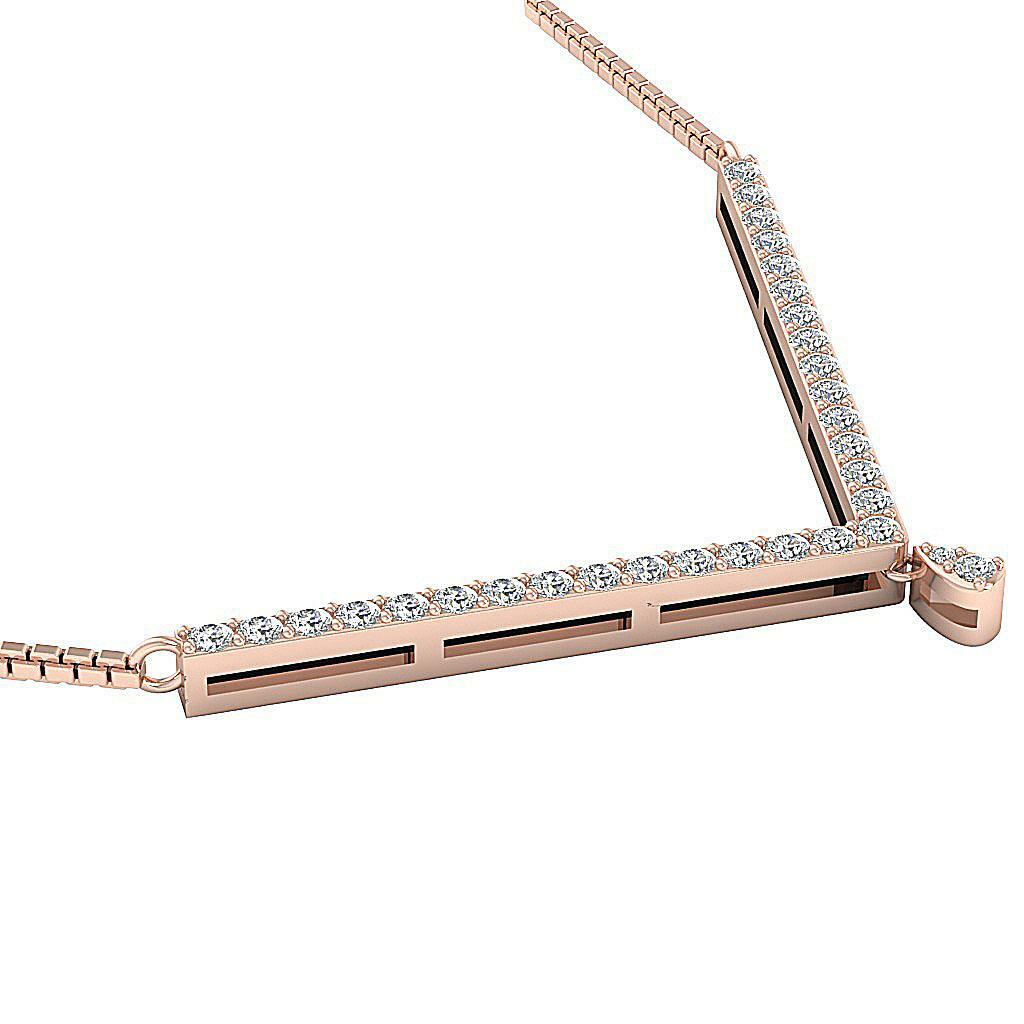 Fashion Pendant Necklace Natural Diamond I1 G 0.45 Carat 14K Rose Gold 0.85 Inch