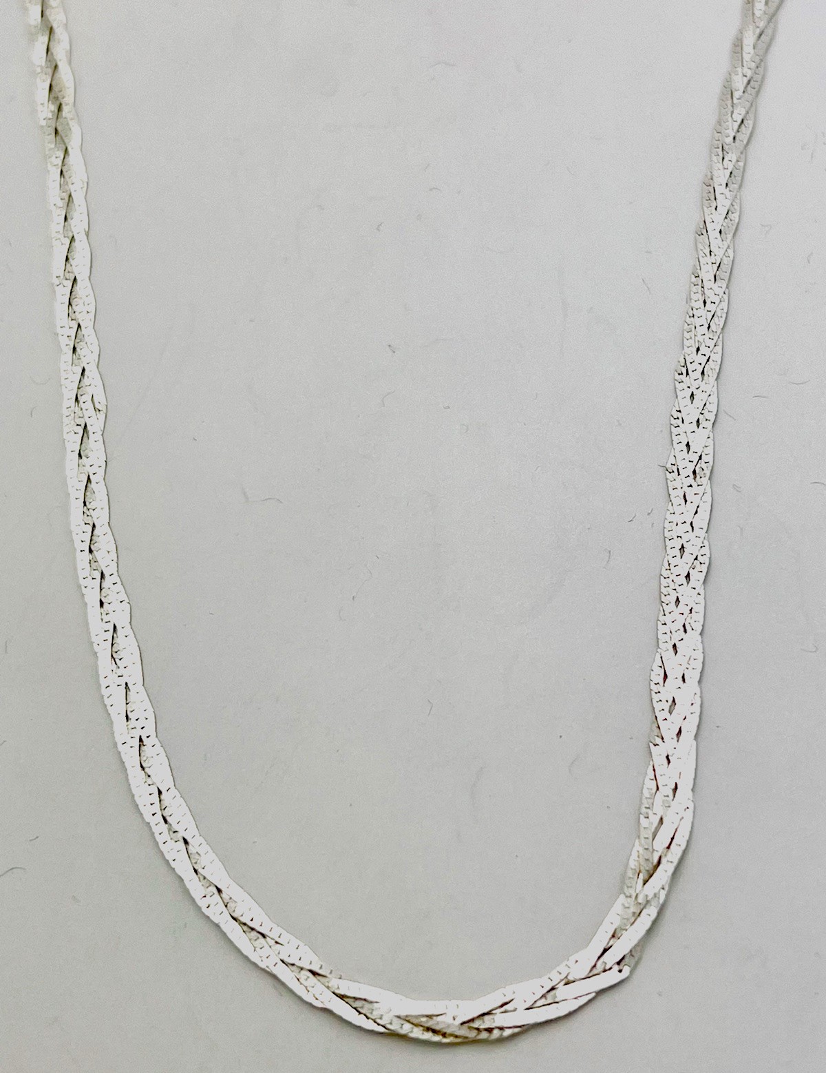 925 Sterling Silver 6.8 Gram Braided Herringbone Necklace 20”