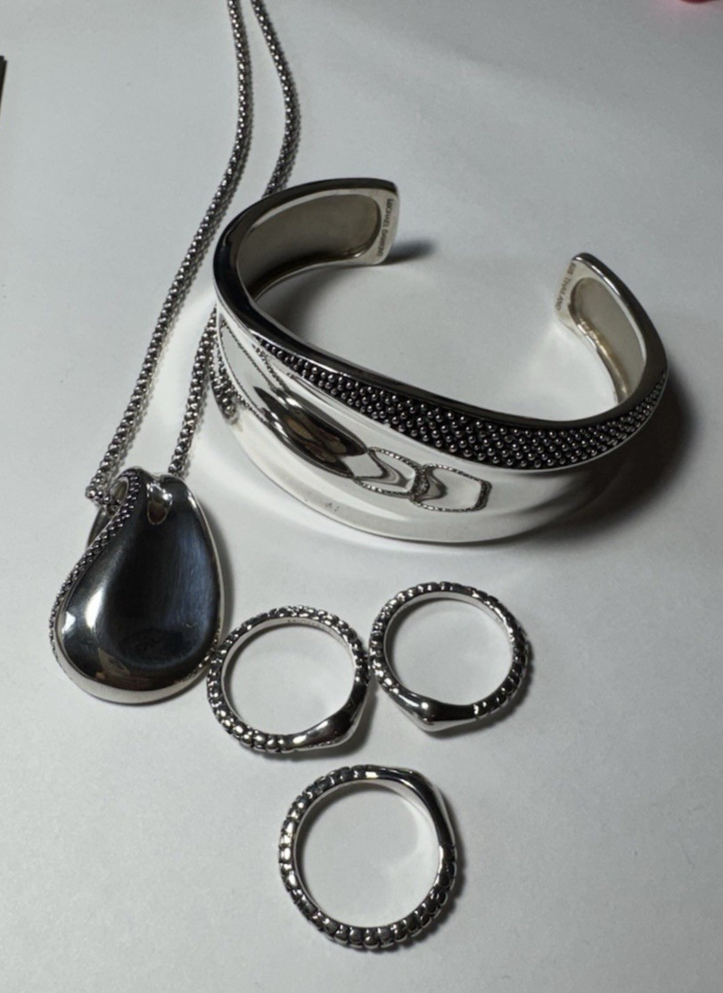 Michael Dawkins Sterling Silver Pebble Teardrop Pendant Necklace 925 Thailand 18