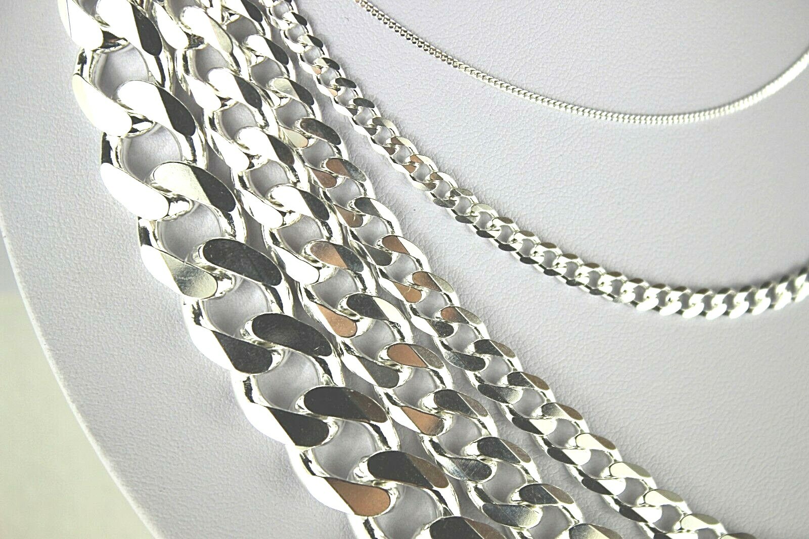 .925 Sterling Silver Cuban Link Chain Necklace 1.5mm ~15mm Men Women 16″~40″