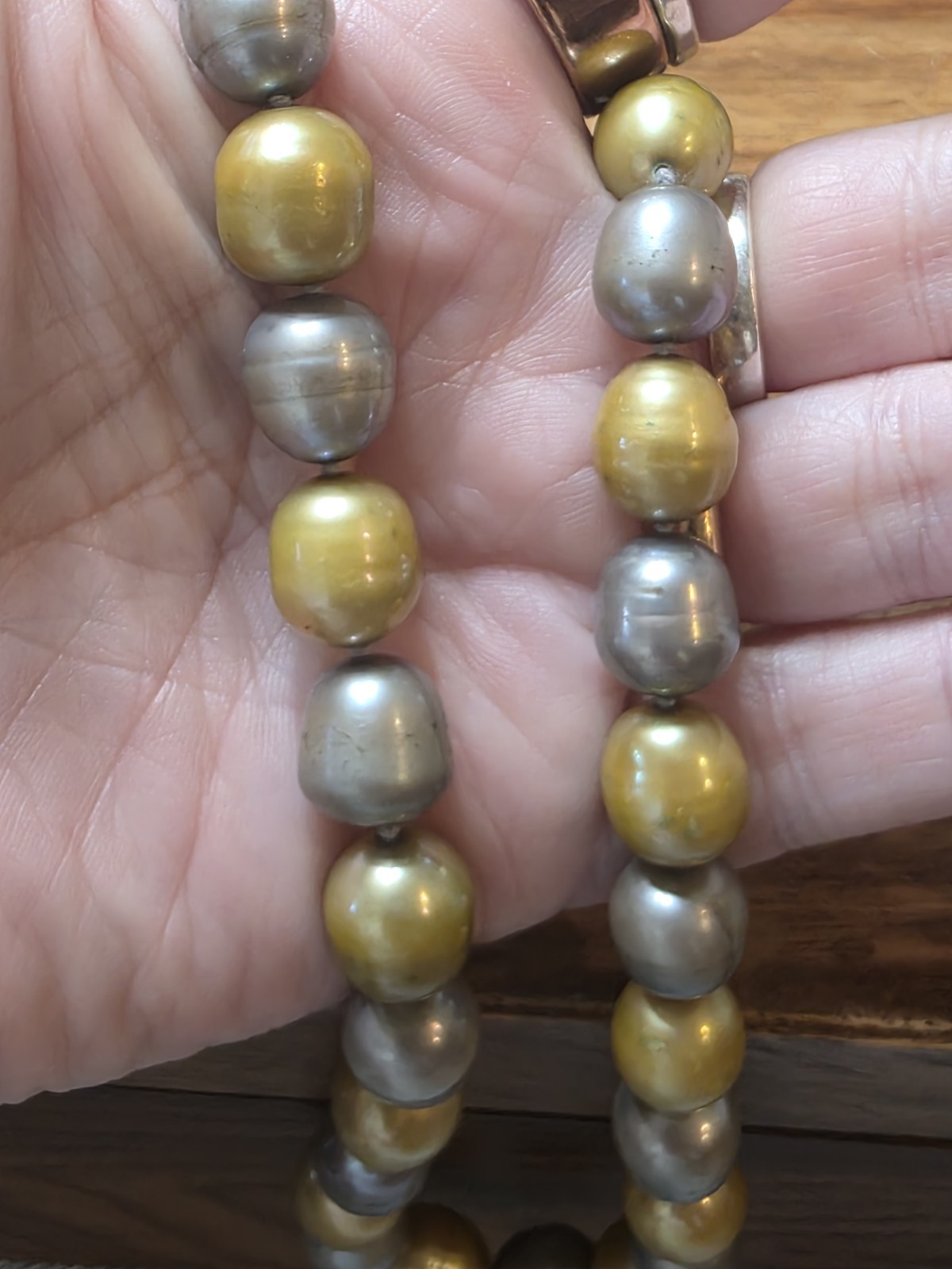 Estate 14k Gold Multi Color Pearl Necklace
