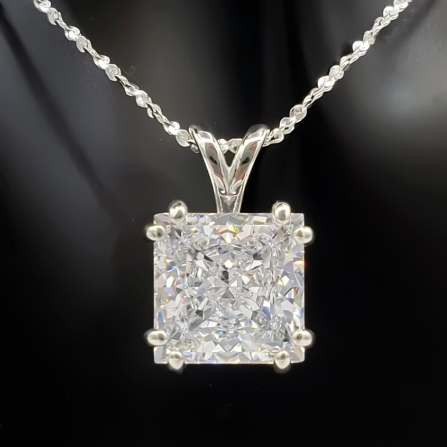 5.65 Ct Princess Cut Diamond Pendant 925 Silver Holiday Jewelry Gift