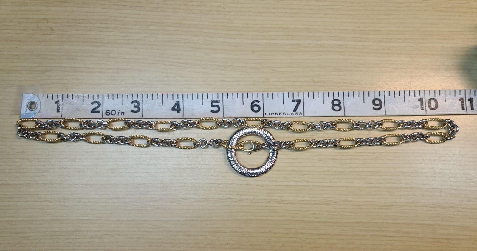 14k Solid Yellow & White Gold Chain Necklace Adjustable Up To 21.5″ ITALY 15.7gr