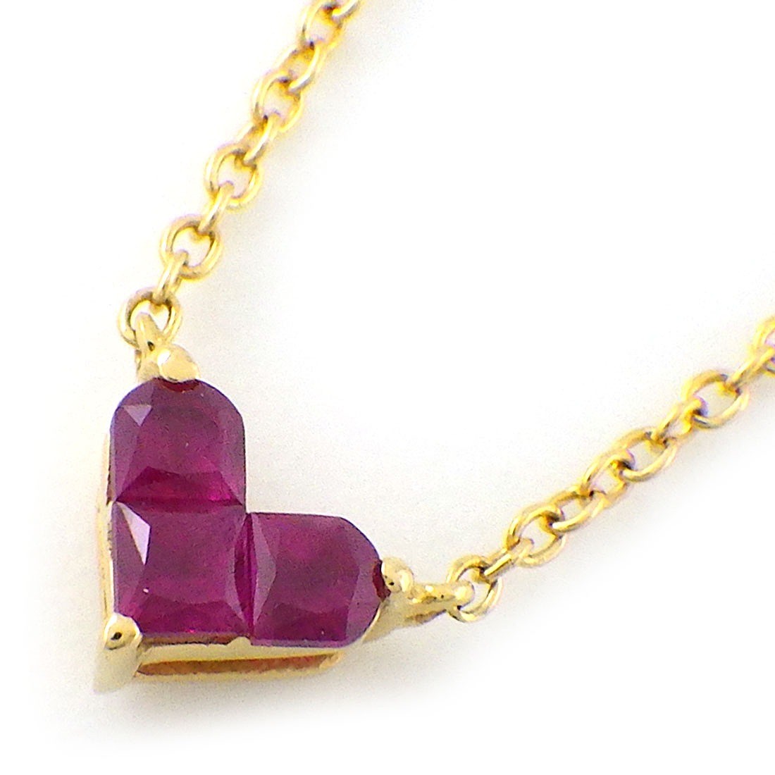 STAR JEWELRY Necklace MYSTERIOUS HEART S Size 2ZN2065 3P Square Cut Ruby 750YG