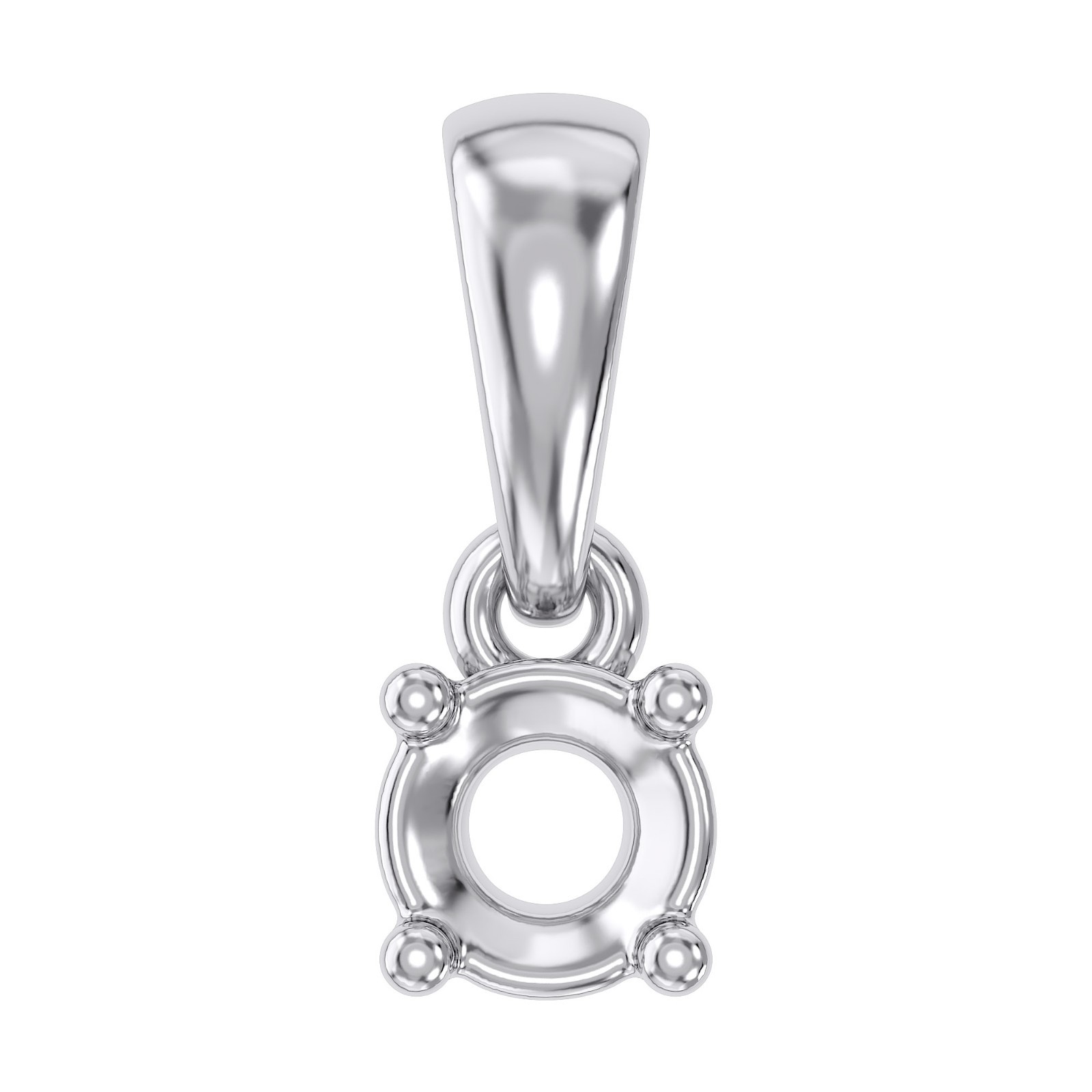Semi Mount Pendant Setting Round 3mm To 5mm in 925 Sterling Silver