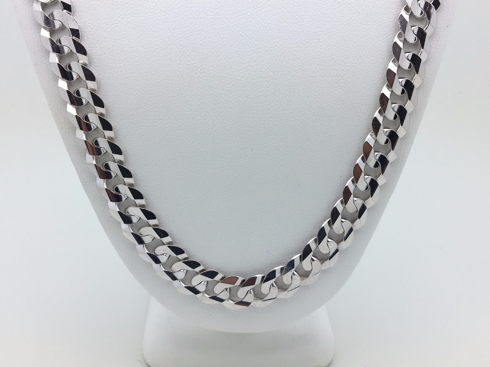 10k White Gold Solid Curb Cuban Link Chain Necklace 20″ 9mm 37.8 grams