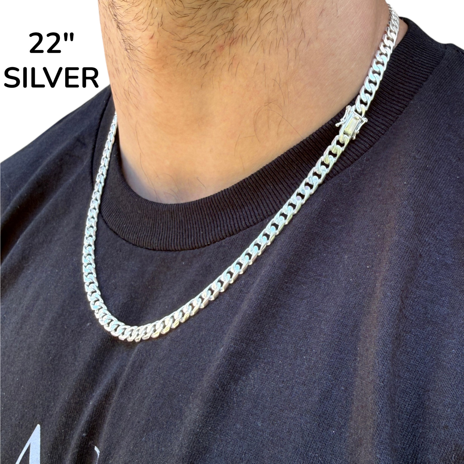 6mm Modern Miami Cuban Chain Necklace – 925 Sterling Silver Or Oxidized Rhodium