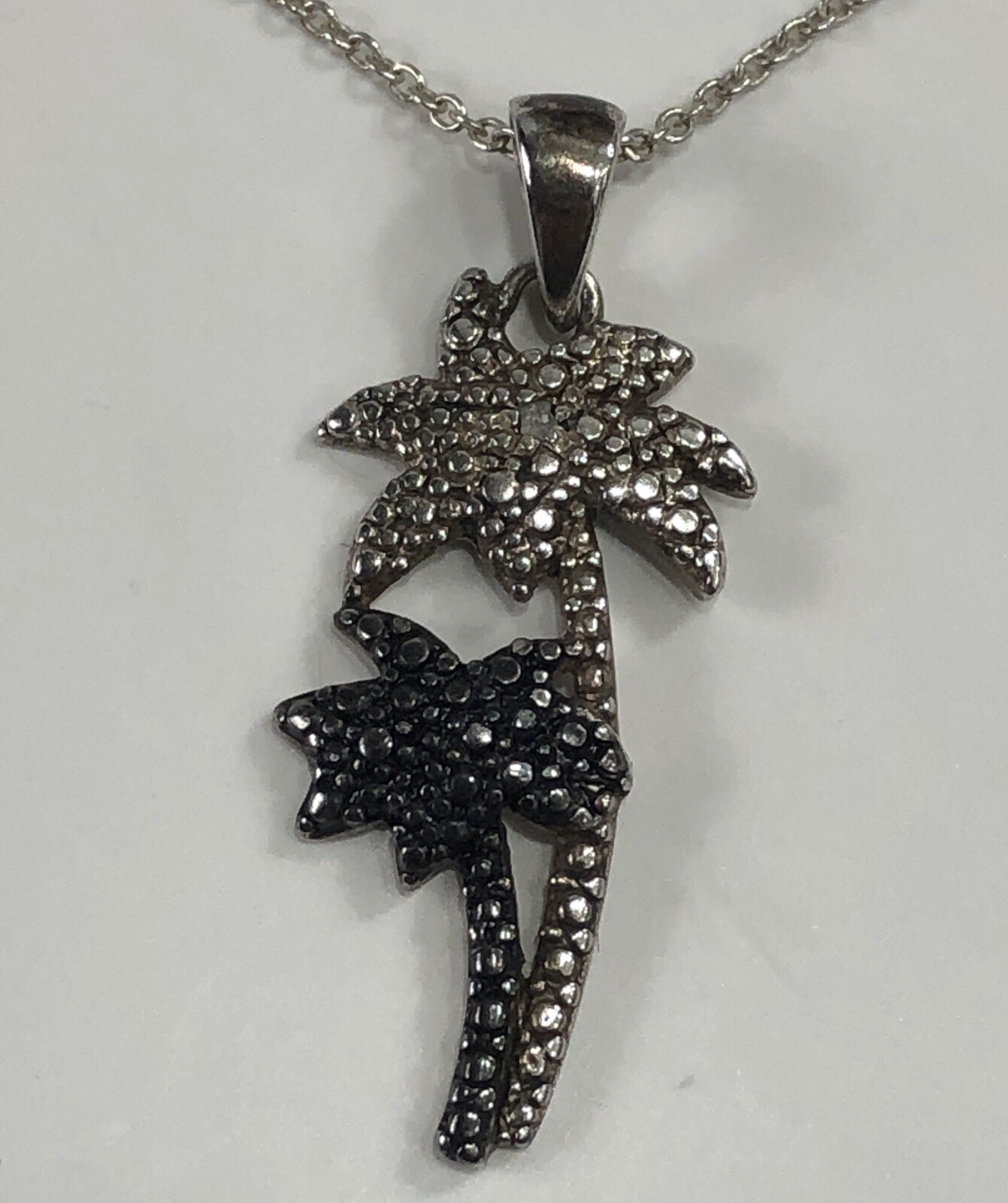 JCM Jacmel Necklace 925 Sterling Silver Palm Tree Diamond Accent – 18″ Length