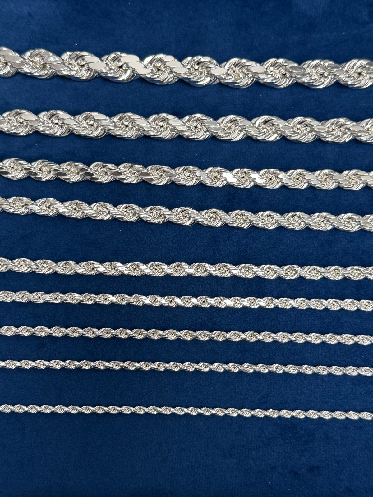 925 Sterling Silver Italian DIAMOND CUT ROPE CHAIN Necklace All Sizes – UNISEX