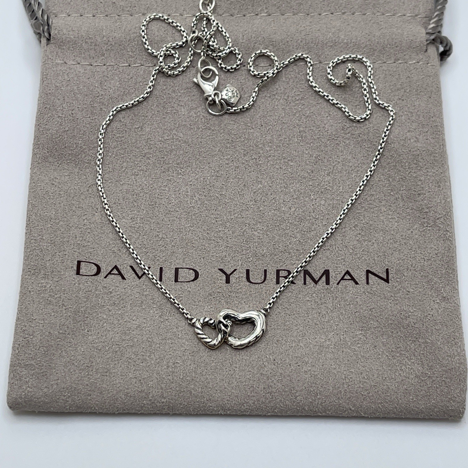 David Yurman Sterling Silver & 18k Gold Interlocking Double Heart Necklace