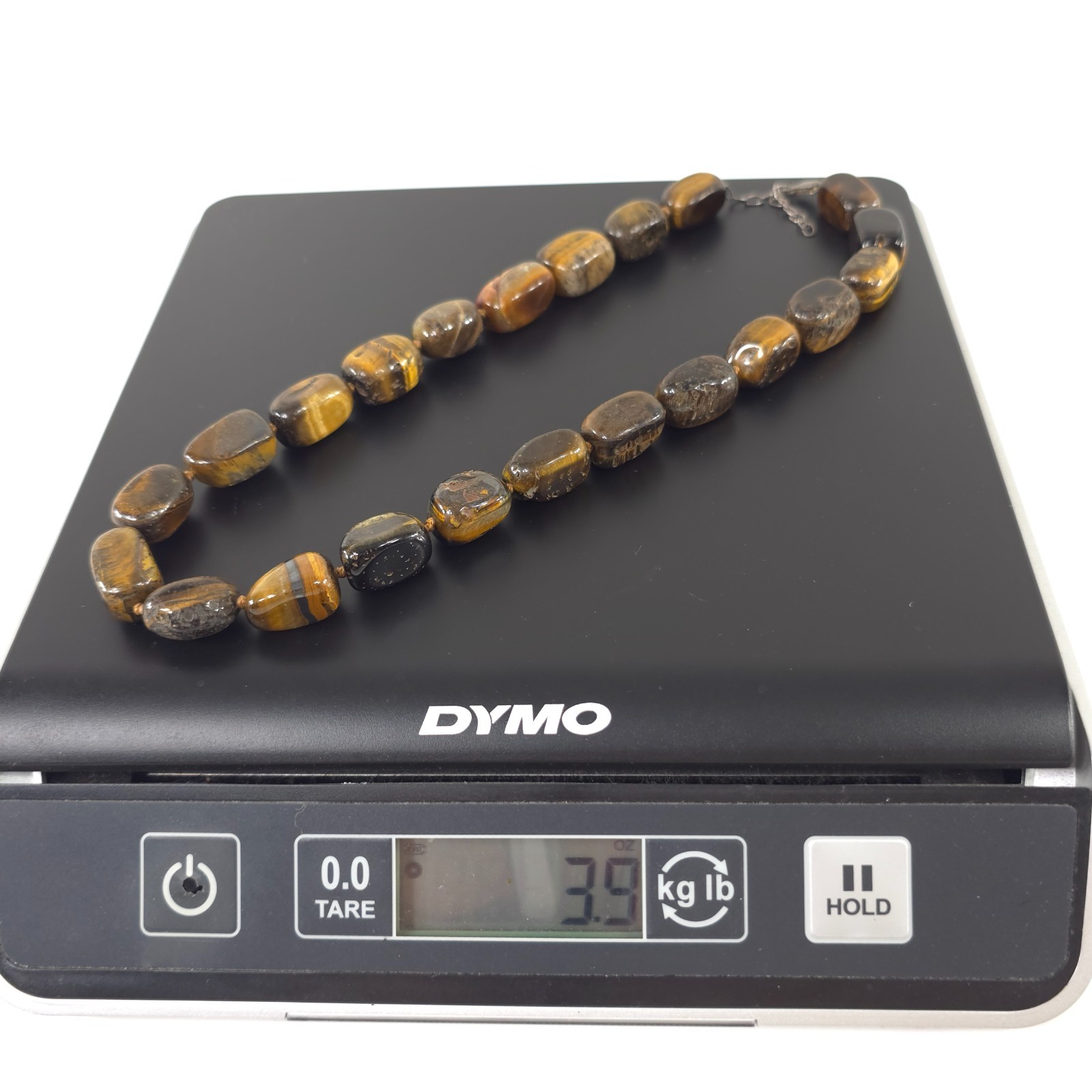 TIGER’S EYE NATURAL GEMSTONE NECKLACE WITH STERLING SILVER .925 20 in 110gr …