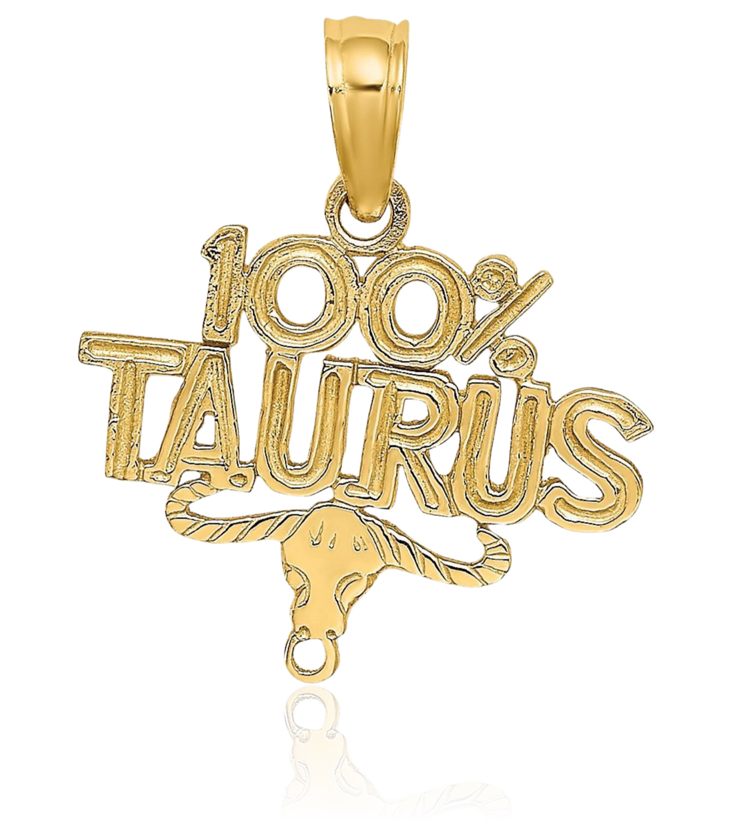 14K Solid Yellow Gold Small Taurus Zodiac Pendant Necklace 15.65mm 5/8 inch