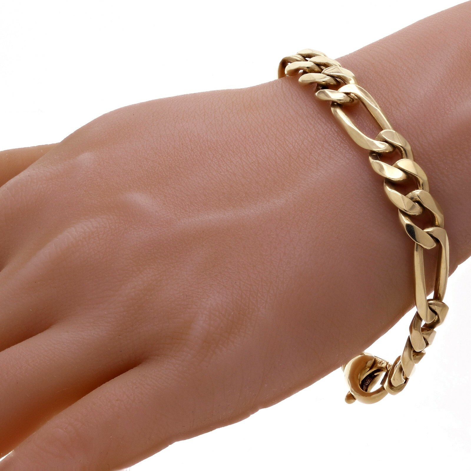 10k Yellow Gold Figaro Chain Bracelet Heavy Solid Gold 8″ 10.5mm 35.8 grams