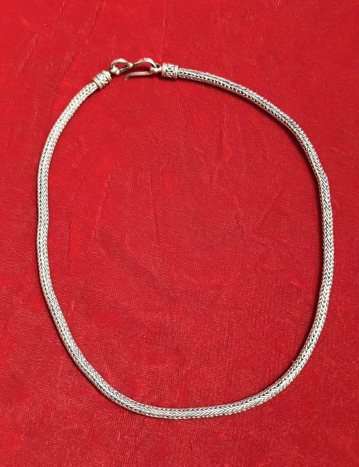 Vtg 925 Sterling Silver Balinese Foxtail Wheat Woven Cable Link Necklace 18″ 37g