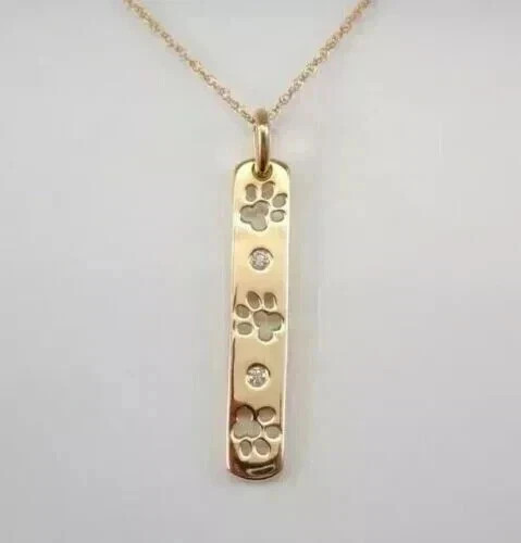 0.20CT Round Cut Lab-Created Diamond 14K Yellow Gold Plated Paw Print Pendant