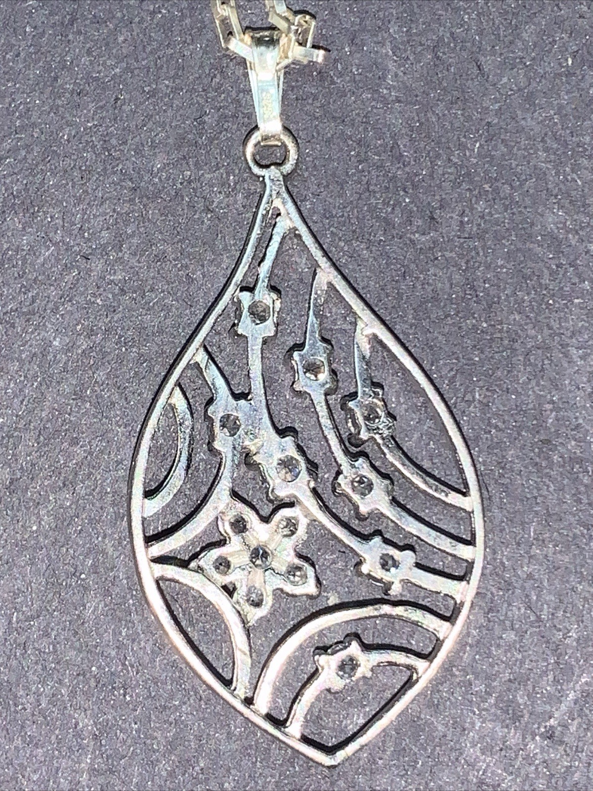 Sterling Silver 925 Necklace Pendant Lot PP44 Leaf Flower Crystals Fashion