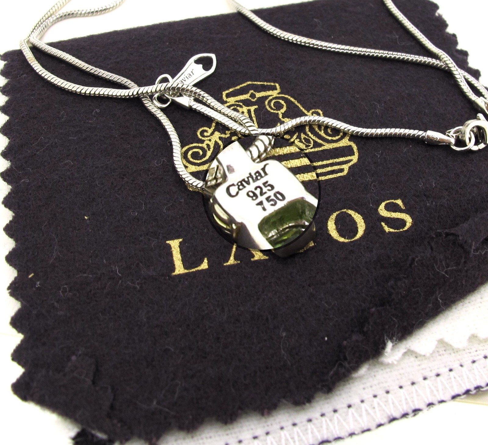 Caviar Lagos 18k Yellow Gold & Sterling Silver Peridot Stone Adjustable Necklace
